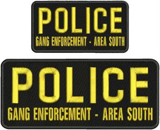 Police Gang Enforcement Emb Patch 4x10 And 3x6 Hook On Back Blk/gold