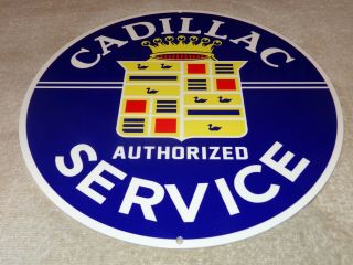 Vintage Cadillac Service,  Ducks Shield 11 3/4 " Metal Car Truck Gasoline Oil Sign