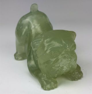 Vintage Chinese Export Carved Green Jade Hardstone Bulldog Dog Figurine Nr Mcp