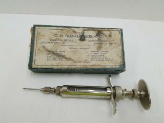 Vintage Om Franklin Serum Co.  Metal Syringe 6f