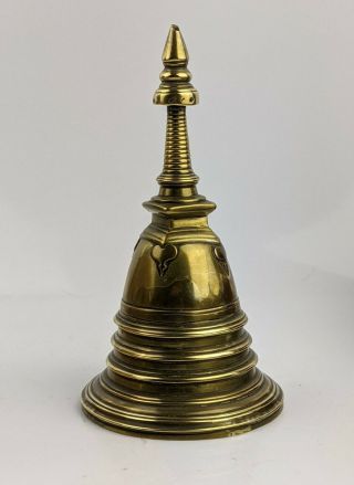 Antique Tibetan Chinese Buddhist Stupa Bell C18th/19th Dated 1752 Qing Brass