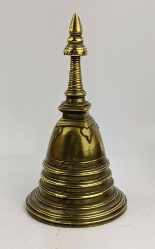 Antique Tibetan Chinese Buddhist Stupa Bell c18th/19th Dated 1752 Qing Brass 2