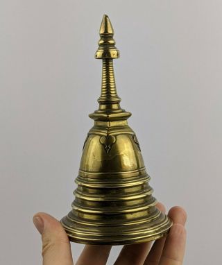 Antique Tibetan Chinese Buddhist Stupa Bell c18th/19th Dated 1752 Qing Brass 3
