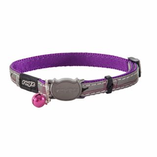 Rogz Reflective Cat Collar Nightcat - Small Neck 8 - 12in - Purple