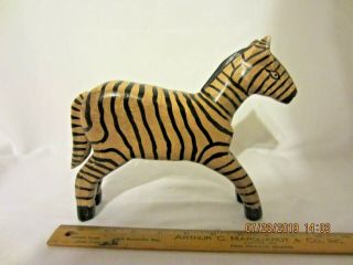 Zebra Stylized African Art Vintage Hand Carved Wooden