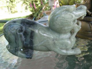 Antique Large Beast Heavy Chinese Carved Solid Jade Tomb Figurine 7 ",  1,  396 G.