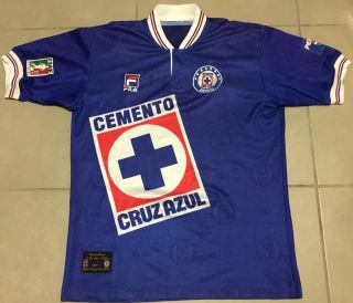 Vtg 1998 Fila Deportivo Cruz Azul Sz L Liga Mx Home Soccer Jersey Vintage Mexico
