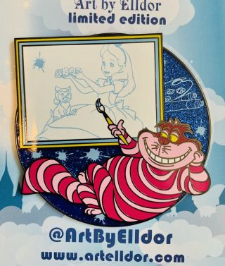 Disney Alice Cheshire Cat Artist Jumbo 3” Fantasy Pin.  Artist Set Le 50.