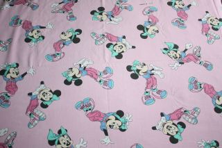 Vintage Disney Cti Pink Minnie Flat Sheet Twin Bed Cute Kawaii Made In France