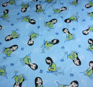 Vintage Cti Disney Mulan Flat Bed Sheet Twin Bed