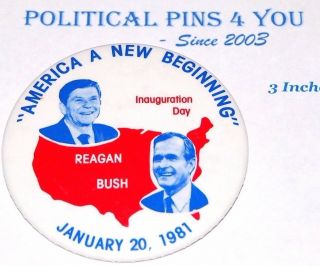 1981 Ronald Reagan Bush Campaign Pin Pinback Button Badge Political Inauguration