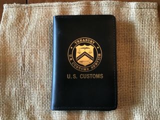 Department Of Treasury,  Us Customs Service Leather Badge & Id Creds Case