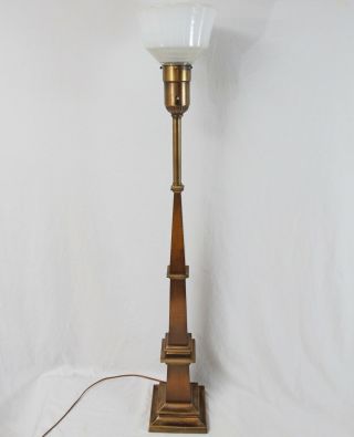 Rembrandt Tall Mogul Socket Table Lamp Vintage Mid Century Brass Wood Obelisk