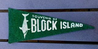 Vintage Small Felt Souvenir Pennant Block Island Rhode Island Swordfish 1960 