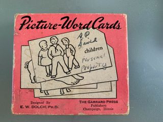 Vintage Dolch Picture Word Card Teacher - Student Learning.  Collectible Item