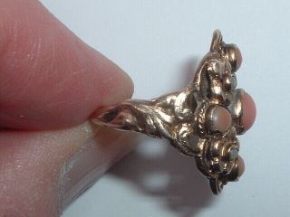 Vintage Arts Crafts Zoltan White and Co Silver Gold Coral Pearl Ring 3