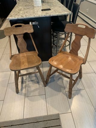 2 Vintage Dining/kitchen Chairs Solid Wood.  Country,  Rustic Style.