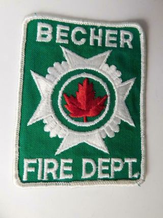 Becher Fire Department Vintage Patch Badge Ontario Canada Rescue Firefighter