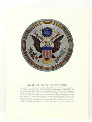 Rare Vintage Brown & Bigelow Great Seal Of The Usa Foil Color Print