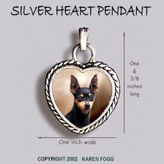 Miniature Pinscher Dog Black - Ornate Heart Pendant Tibetan Silver