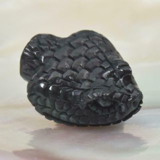 Snake Head Bead Buffalo Horn Art Carving For Bracelet Or Necklace Handmade 2.  37g