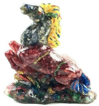 Horse Figurine Made Of Gemstones Jade Ruby Emerald & Sapphire Rare Asian
