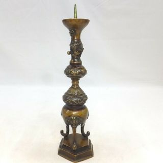 B107: Real Old Japanese High - Quality Coper Ware Candlestick With Very Good Work