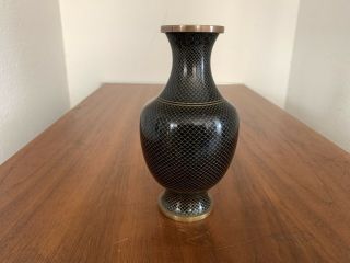Antique Cloisonne Vase Enamel Chinese Mid Century Bronze Ming Era