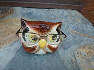 Vintage Chadwick Japan Ceramic Owl Eye Glasses Holder Caddy Cmi Inc.  5 " Wide