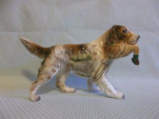 Enesco Spaniel Setter Hunting Dog With Duck Bird Porcelain Figurine Tag E - 2403
