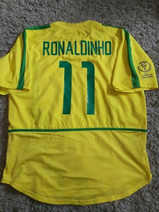 Brazil World Cup 2002 Mens Xl Football Shirt Jersey Vintage Ronaldinho Brasil