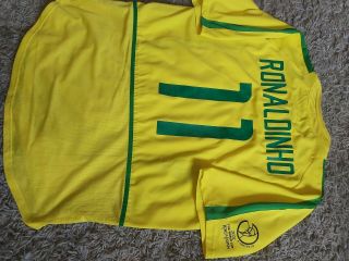 BRAZIL world cup 2002 mens XL football shirt jersey vintage RONALDINHO brasil 3