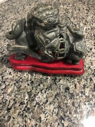 Vintage Large Chinese Hand Carved Soapstone 5” X 7”