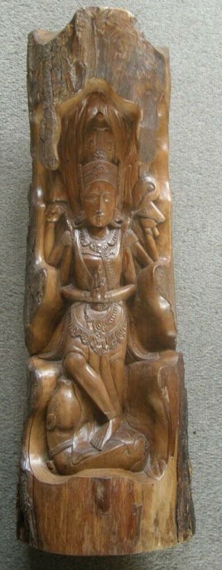 Indian / Oriental Whole Log Carving - Lakshmi? - 600mm Height