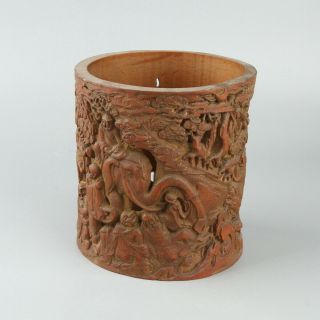Chinese Exquisite Hand - Carved Bamboo Brush Pot