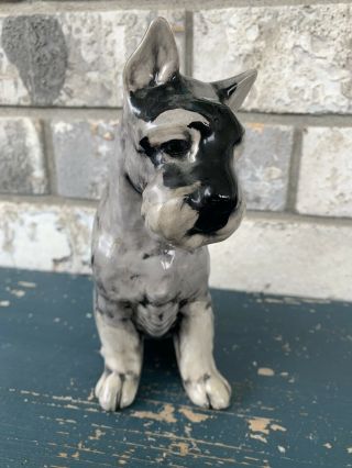 Vintage Schnauzer Dog Figurine - Glossy - - 7 1/2 " Tall
