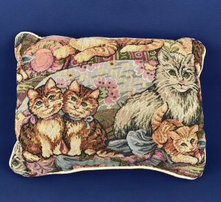 Cat Kitten Animal Decorative Throw Pillow Tapestry Blue Gold Pink 16 " X 12 "
