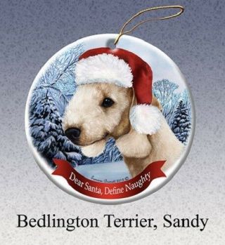 Define Naughty Ornament - Sandy Bedlington Terrier