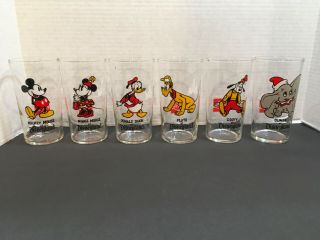 Vintage Minnie & Mickey Mouse At Disneyland Coca Cola Glass Complete Set Of 6