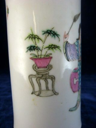 Antique Asian Chinese Porcelain Brush Pot No.  2 Famille Vase 4.  5 IN.  TALL 2