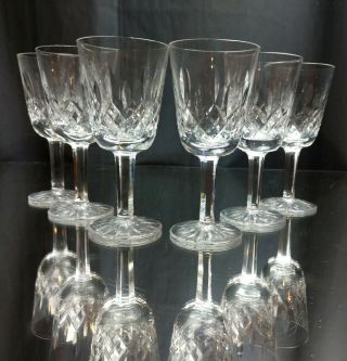 True Vintage Set Of 6 Gothic Waterford Lismore 5.  5 " White Wine Crystal Glasses