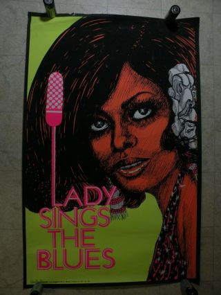 Vintage 1973 Diana Ross Lady Sings The Blues Poster 22.  5 " X 35 "