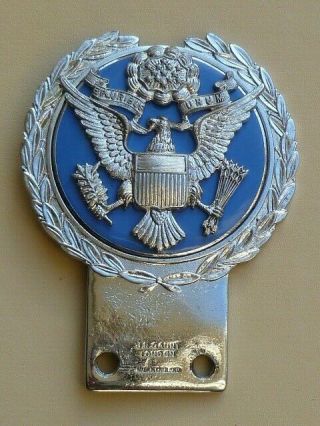 Vintage Car Badge /auto Emblem.  J.  R.  Gaunt.  United States Army Eagle Usa