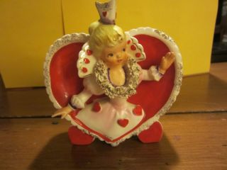 Vintage Relpo Valentine Girl Planter A917 Queen Of Hearts Great Cond