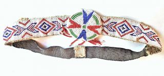 Vintage Cree Indian Beaded Headband Old Indian Beads Sioux Crow