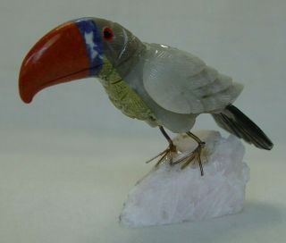 Gemstone Bird Sculpture Hand Carved Toucan From Peru 18219