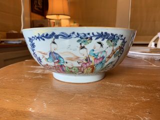 18th Century Qianlong Chinese Porcelain Large Bowl Famille Rose Mandran
