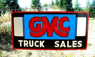 Vintage Metal Chevy Chevrolet Gmc Gm Motor Gas Oil Hand Painted Truck Sign 18x36