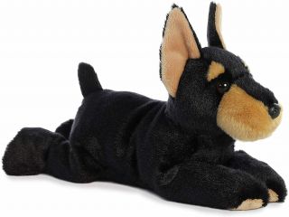 Aurora Flopsie Stuffed Plush Toy Doberman 12 " Soft Puppy Dog Black Pinscher