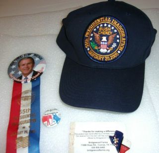 George W Bush January 20,  2005 Inauguration Memorabilia - Hat,  Buttons,  Lapel Pin